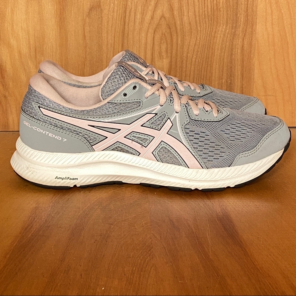 Women’s 8 ASICS Gel Contend 7 Athletic Shoes Grey Pink SEF1057